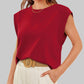 Solid Color Round Neck Cap Sleeve Top