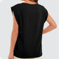 Solid Color Round Neck Cap Sleeve Top