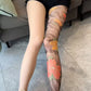 Unisex High Waist Flower Tattoo Stockings