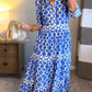 💙Women’s Geometric Print V-Neck Maxi Dress