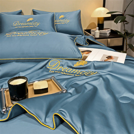⏳Time-limited Special⌛Summer simple ice silk bed four-piece set🛏️