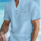 Men's Casual Linen Short Sleeve Stand Collar T-Shirt