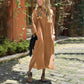 Women's Casual V-Neck Long Dress with Pockets & Slit Hem