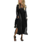Women's Casual V-Neck Long Dress with Pockets & Slit Hem