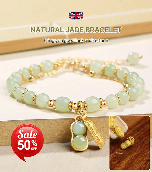 🔥Buy 2 Get 1 Free🔥Natural Jade Bracelet with Peanut Pendant