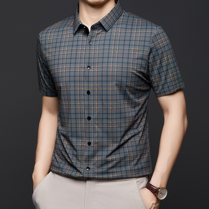Men’s Casual Plaid Short Sleeve Shirt