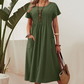 Women’s Pleated Dress with Short Sleeves and Pockets