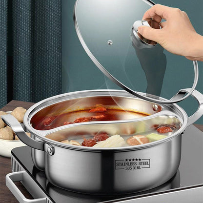 ⏳Time-limited Special🍲Thickened Stainless Steel Dual Flavor Hot Pot