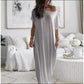 👗New Arrival🔥Women's Summer Casual Loose Solid Color Short-Sleeve Long Dress