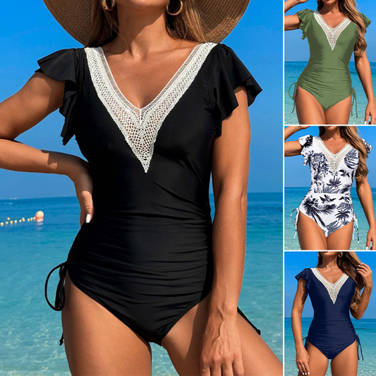 Sexy V-Neck One-Piece Swimsuit