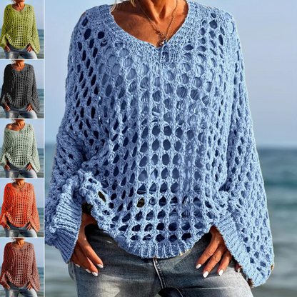 👚50% OFF NOW!❣️Women's Crochet Knit Top – Stylish Open-Knit, Relaxed Fit & Breathable ☀️