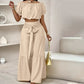 💛New Arrival🆕Off-Shoulder Puff Sleeve Top with Wide-Leg Pants 2-Pieces Set