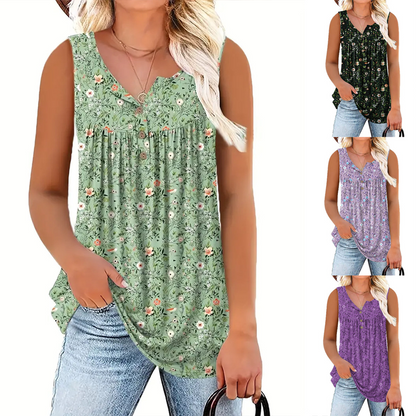 🥀Women's Printed Button Sleeveless Top