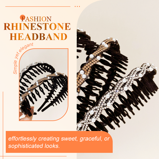 🆕Fashion Rhinestone Headband with Tooth Comb Design
