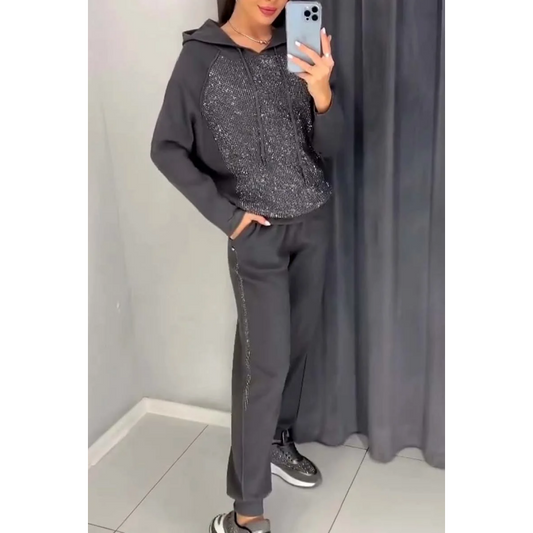 ❣️Free Shipping❣️Women's Hooded Sweatshirt and Cuffed Joggers 2-Piece Set