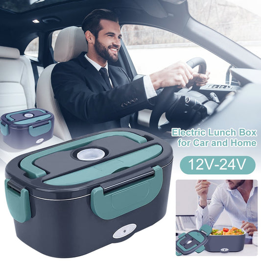 🎉2026 Flash Sale-Over 39000 Sold!🍱2-in-1 Portable Electric Heating Lunch Box｜12V Car & 230V Home Dual Use,1.5L Stainless Steel,60W Fast Heating 🔌✨