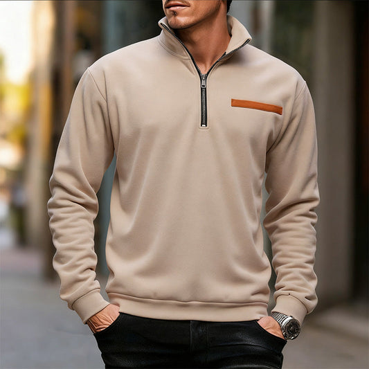 Men's Stylish Half Zip Long Sleeve Tops