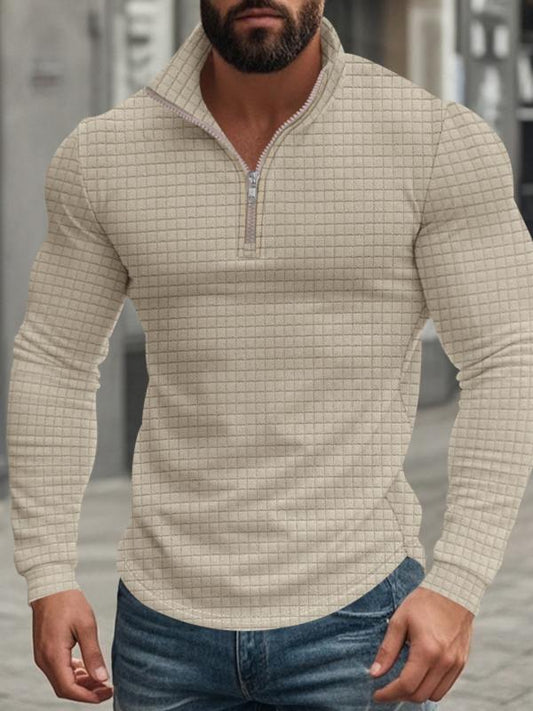 Men's Stand Collar Half-Zip Long Sleeve Sweatshirt