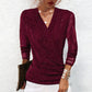 Women's Sparkle Crossover V-Neck Long Sleeve Top
