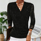Women's Sparkle Crossover V-Neck Long Sleeve Top