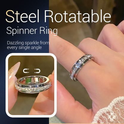 ❣️Buy 1 Get 1 Free❣️Titanium Steel Rotatable Spinner Ring with Zirconia