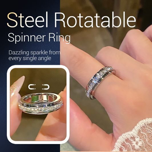 ❣️Buy 1 Get 1 Free❣️Titanium Steel Rotatable Spinner Ring with Zirconia