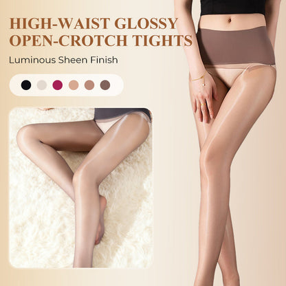 ✨Buy 1 Get 1 Free✨High-Waist Glossy Open-Crotch Tights
