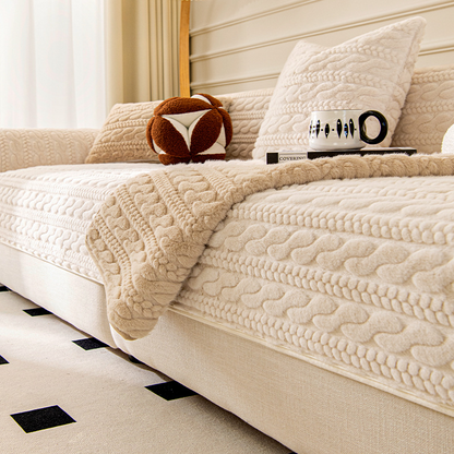 Plush Textured Non-Slip Sofa Cover