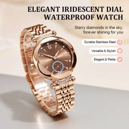 Elegant Iridescent Dial Waterproof Women's Quartz Watch