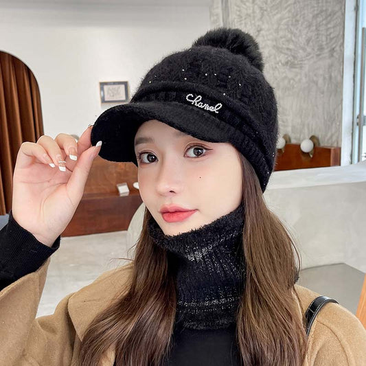 Rabbit Fur Blend Warm Knitted Hat and Neck Gaiter Set