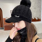 Rabbit Fur Blend Warm Knitted Hat and Neck Gaiter Set