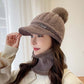 Rabbit Fur Blend Warm Knitted Hat and Neck Gaiter Set