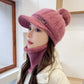 Rabbit Fur Blend Warm Knitted Hat and Neck Gaiter Set