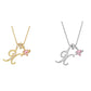 Initial Letter Necklace with Pink Heart Charm