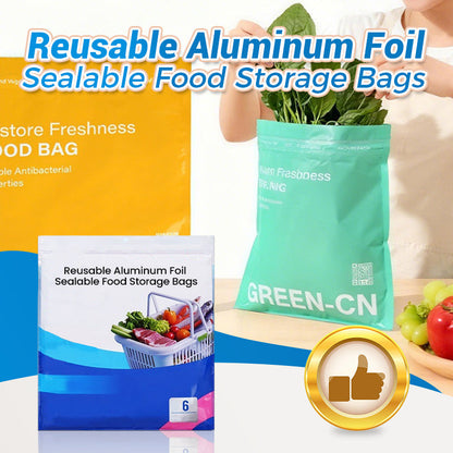 ♻️Kitchen Essentials✨Reusable Aluminum Foil Sealable Food Storage Bags