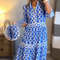 💙Women’s Geometric Print V-Neck Maxi Dress