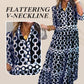 💙Women’s Geometric Print V-Neck Maxi Dress