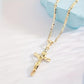 ✨✝️ Gold Crucifix Necklace – Detailed INRI Motif, Adjustable Figaro Chain & Hypoallergenic Finish 💛