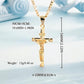 ✨✝️ Gold Crucifix Necklace – Detailed INRI Motif, Adjustable Figaro Chain & Hypoallergenic Finish 💛