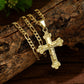 ✨✝️ Gold Crucifix Necklace – Detailed INRI Motif, Adjustable Figaro Chain & Hypoallergenic Finish 💛