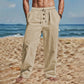 👖50% OFF!✨Men's Casual Drawstring Pants – Breathable Linen, Loose Fit & Decorative Buttons for Everyday 🍂