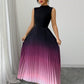 👗Ombre Pleated Sleeveless Mock Neck Maxi Dress❤️