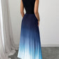 👗Ombre Pleated Sleeveless Mock Neck Maxi Dress❤️