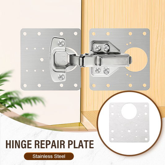 🚪 50% OFF🔧 Hinge Repair Plate – Fix Loose Cabinet Doors Fast, No Replacement – Stainless Steel & Dual-Sided 🛠️