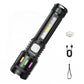 Multifunctional Zoom LED Flashlight with Power Display – 500m Range, USB-C & 4 Lighting Modes