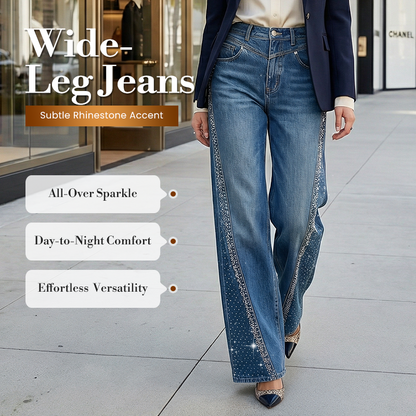 👖2026 Hot Sale 50% OFF💥Women's Rhinestone-Embellished Wide-Leg Jeans
