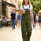Women’s Retro Cargo Overalls with Pockets