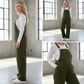 Women’s Retro Cargo Overalls with Pockets