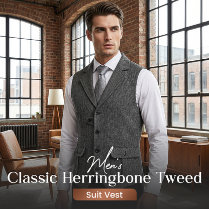 👔Spring New⌚Men's Classic Herringbone Tweed Suit Vest