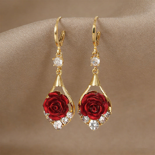 🌹Buy 1 Get 1 Free🌹Elegant Red Rose Drop Earrings